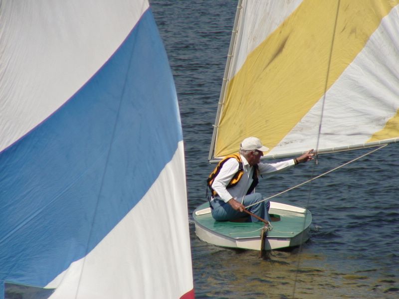 Sam sailing a sunfish in 2006